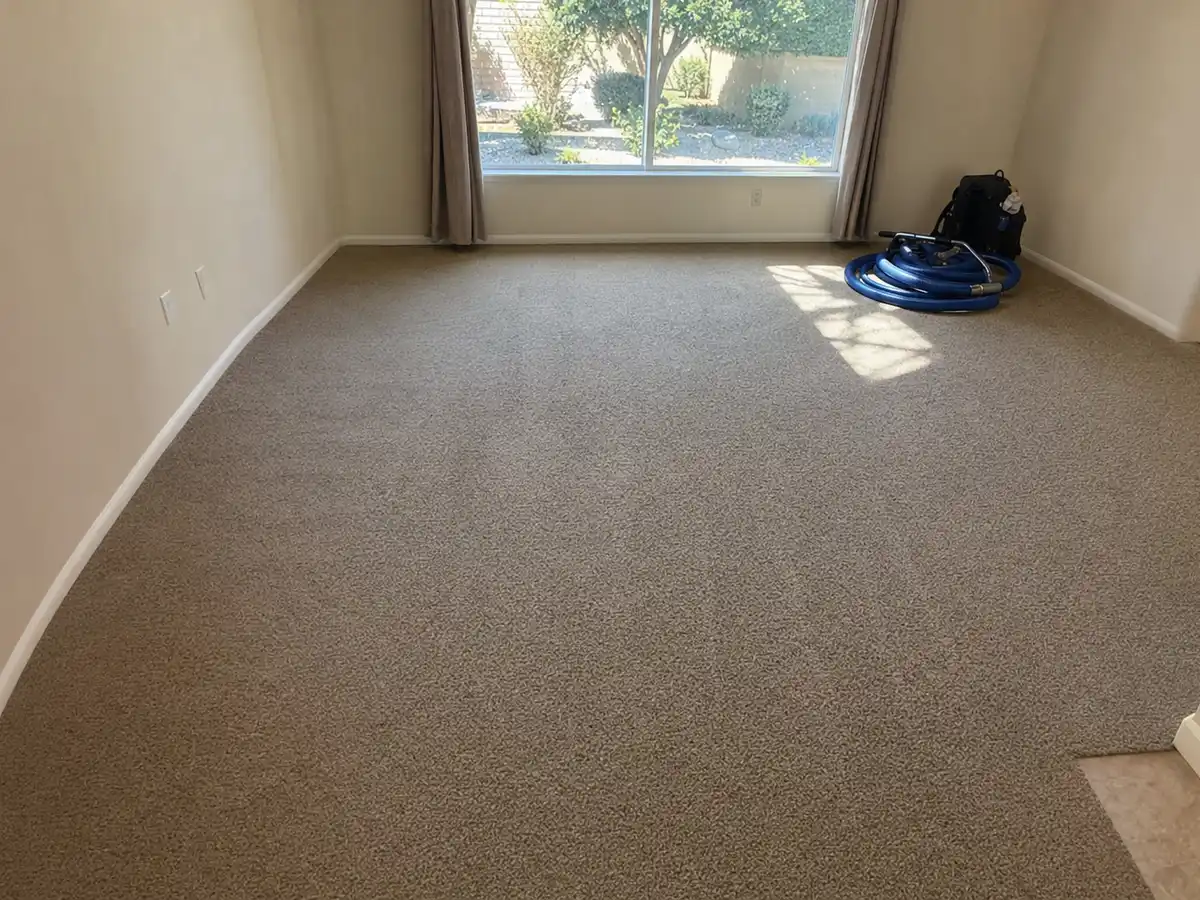 Freshly cleaned carpet with the furniture back in place — completed job in Torrance, CA